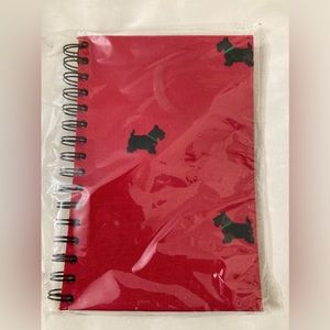 Rare Lilly Pulitzer embroidered Scotty dogs on red fabric notebook